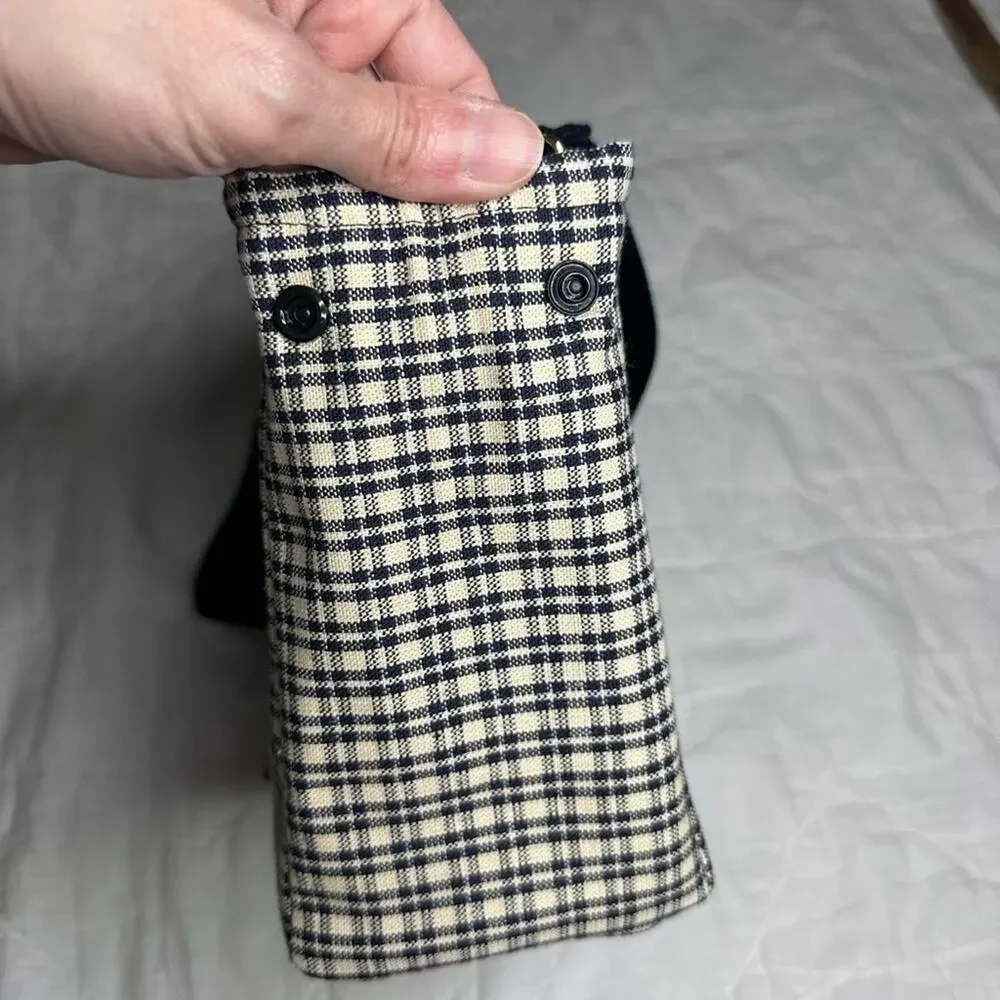 Black and tan purse plaid handmade bag crossbody cotton